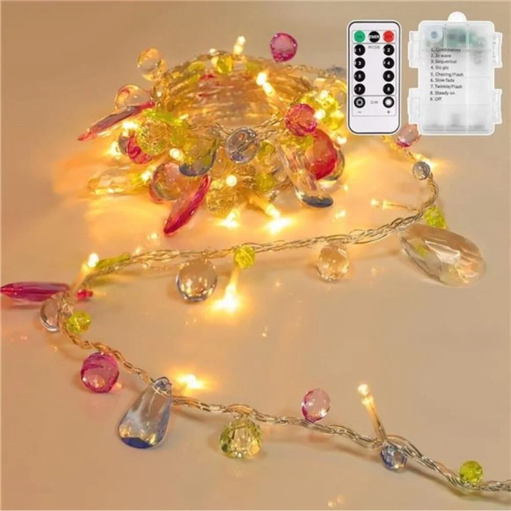 Battery Operated Fairy String Lights Warm White LED Remote Timer 8 Modes